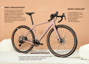 Bicicleta gravel Spiro Origen de aluminio, comparada con Giant Revolt y Scott Speedster Gravel, equipada con grupo LTWOO y frenos hidráulicos.