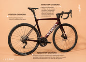 Spiro Legend con cuadro de carbono y diseño aerodinámico, optimizada para reducir la resistencia al viento, en comparación con la Trek Émonda y Giant TCR.