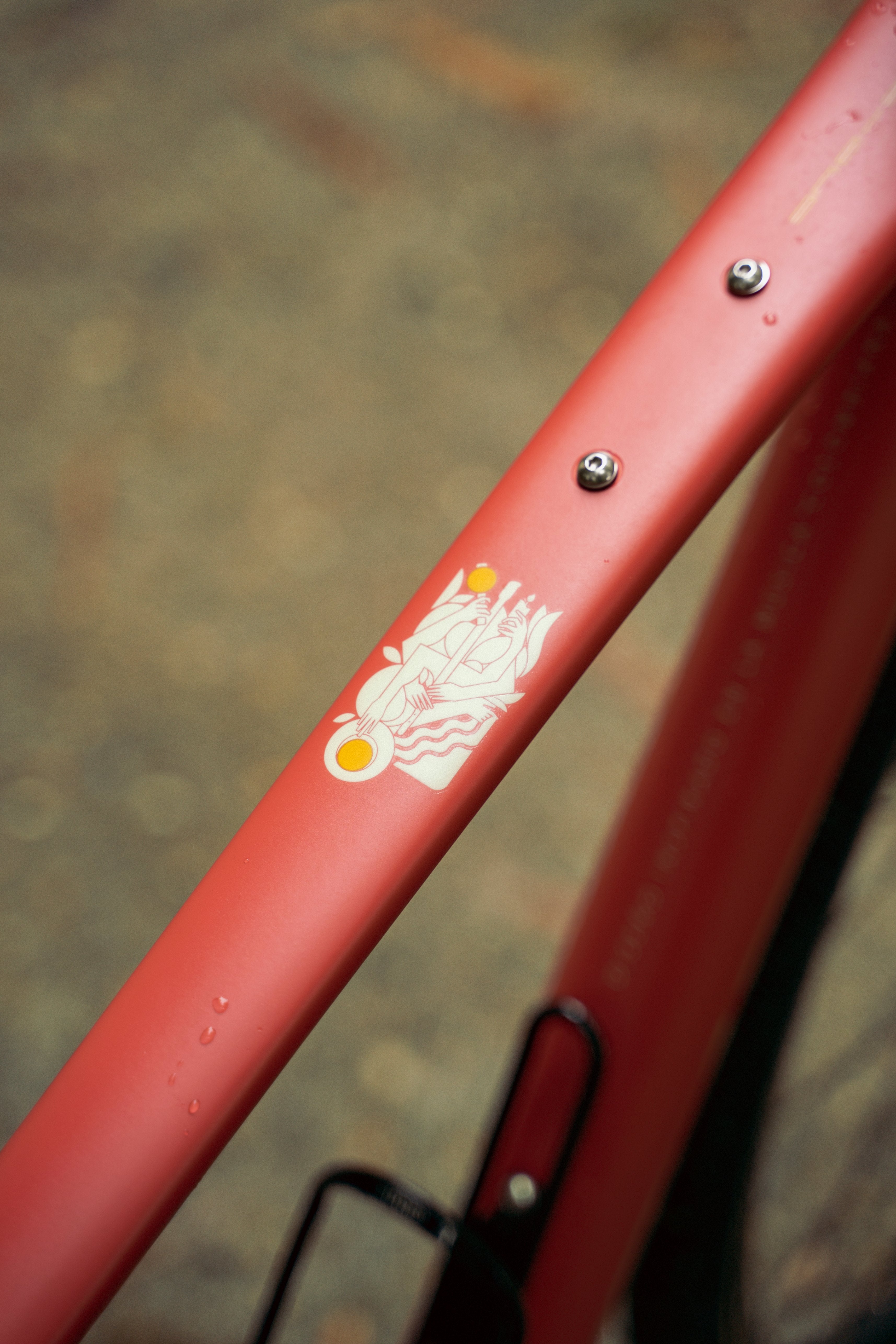 Detalle gráfico en el cuadro de bicicleta de gravel SPIRO Origen, resaltando la estética única del diseño de alta calidad, ideal para ciclistas que buscan una bicicleta de alto rendimiento y diseño exclusivo.