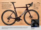 Bicicleta Spiro Legend con rines de carbono SPR Race 50MM  y manubrio integrado de carbono grupo Shimano 105, en comparación con la Trek Émonda y Scott Addict para ciclismo de ruta.