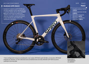 Bicicleta de ruta SPIRO LEGEND con rines SPR Race 38 MM en carbono y manubrio integrado en aluminio, grupo LTWOO R9, diseñada para competir contra modelos como la GW Letras y Giant TCR por su rendimiento en rutas planas y montañosas.