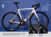 Bicicleta de ruta SPIRO LEGEND con rines SPR Race y manubrio integrado en carbono o aluminio, grupo LTWOO R9, diseñada para competir contra modelos como la GW Letras y Giant TCR por su rendimiento en rutas planas y montañosas.